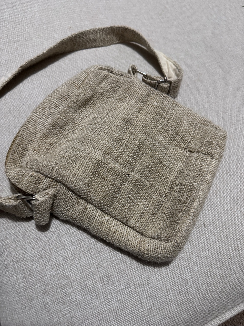 Ark Fair Trade's Hemp Crossbody Bag-Nepal Orig-Natural Color with Imperfections - Picture 2 of 16